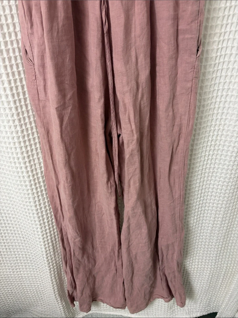 BDG Corin Strappy Dungarees Overalls Jumpsuit Pink Linen Medium - Picture 11 of 11